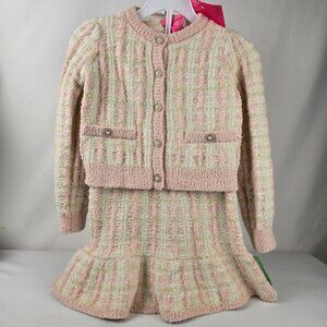 Isaac Mizrahi Pink & Cream Chenille Jacket & Skirt Set Size XS 4